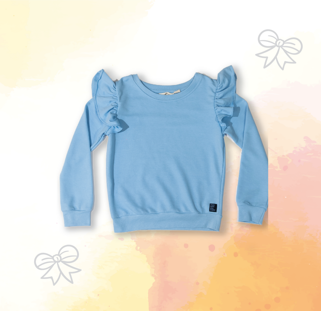 Sky Ruffled Shoulder Top