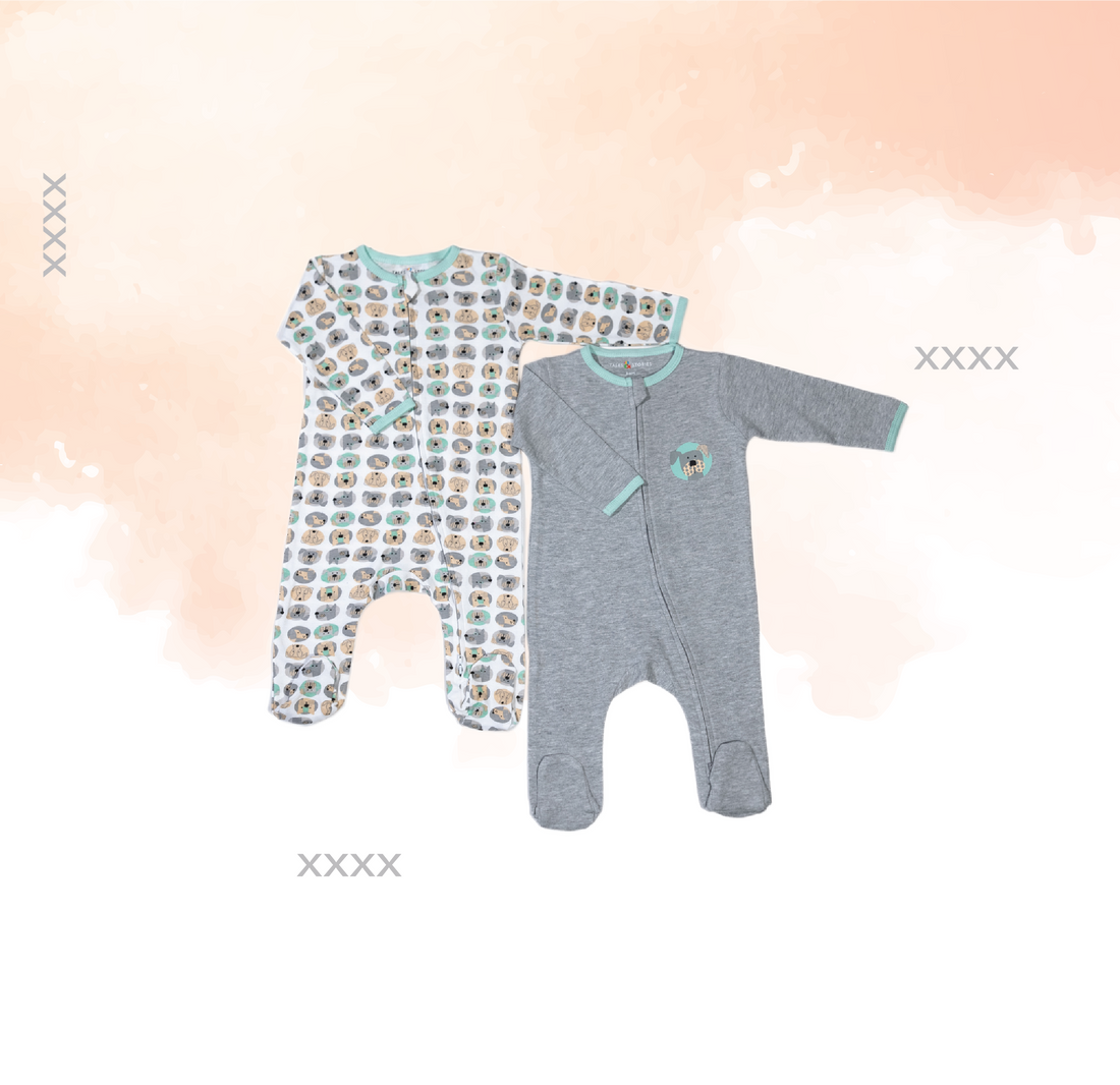 Dog Portrait 2 PK Reversible Zipper Footie