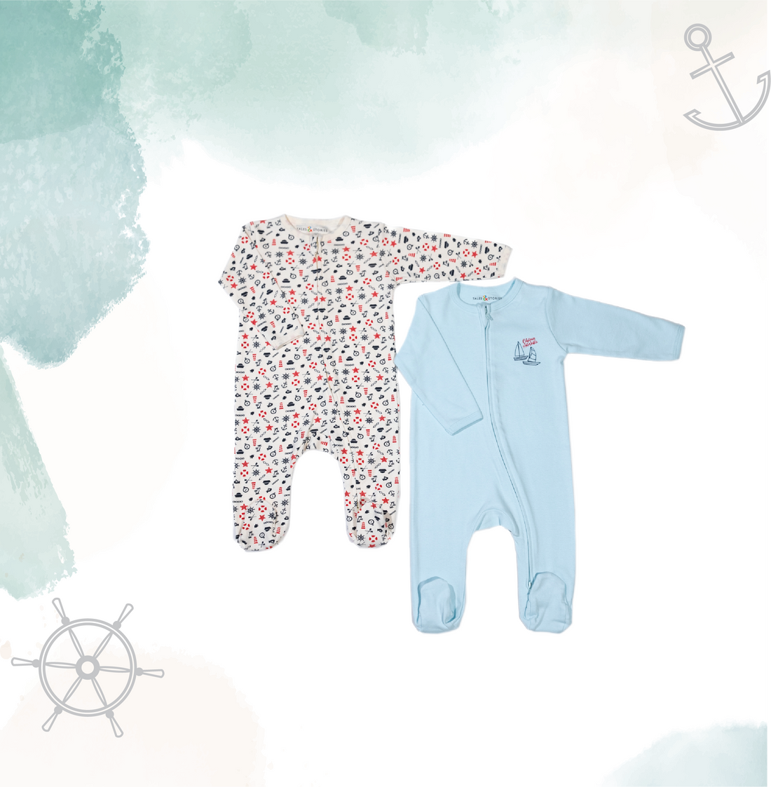 Captain Adorable 2 PK Reversible Zipper Footie