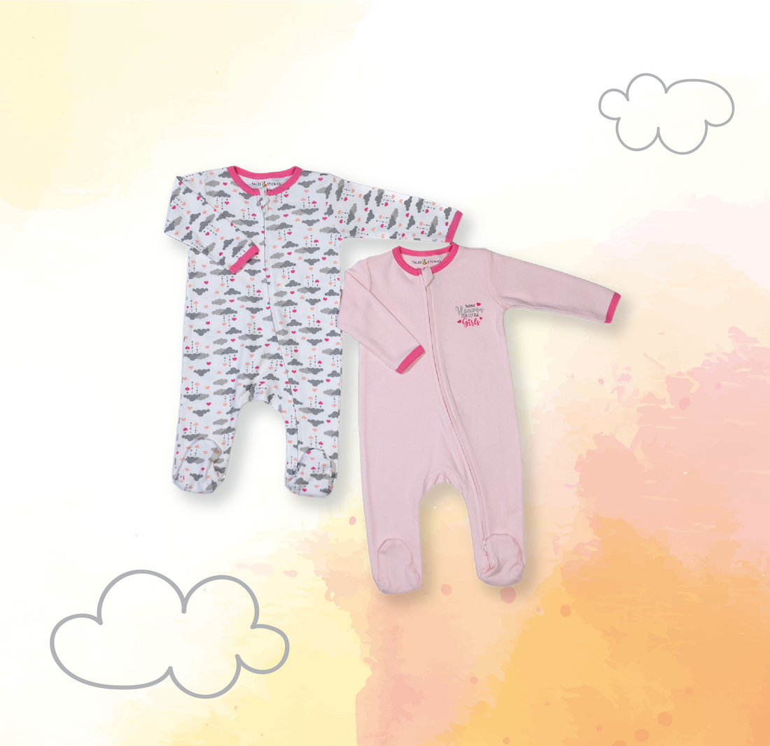 Thank Heaven For Little Girls 2 PK Reversible Zipper Footie