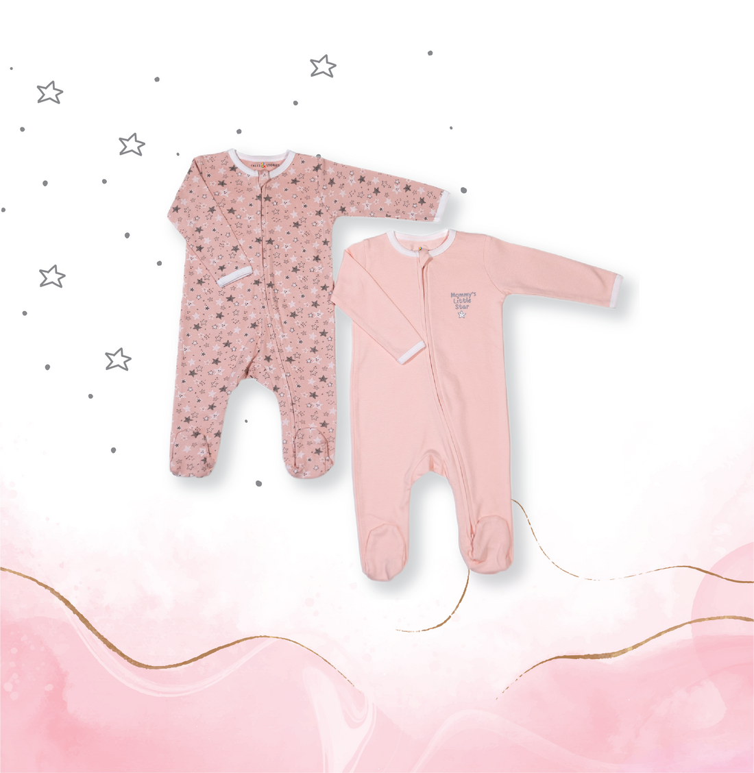 Mommy's Little Star 2 PK Reversible Zipper Footie